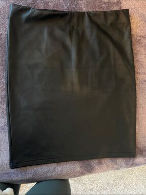 LOFT Black Faux Leather Pencil Skirt